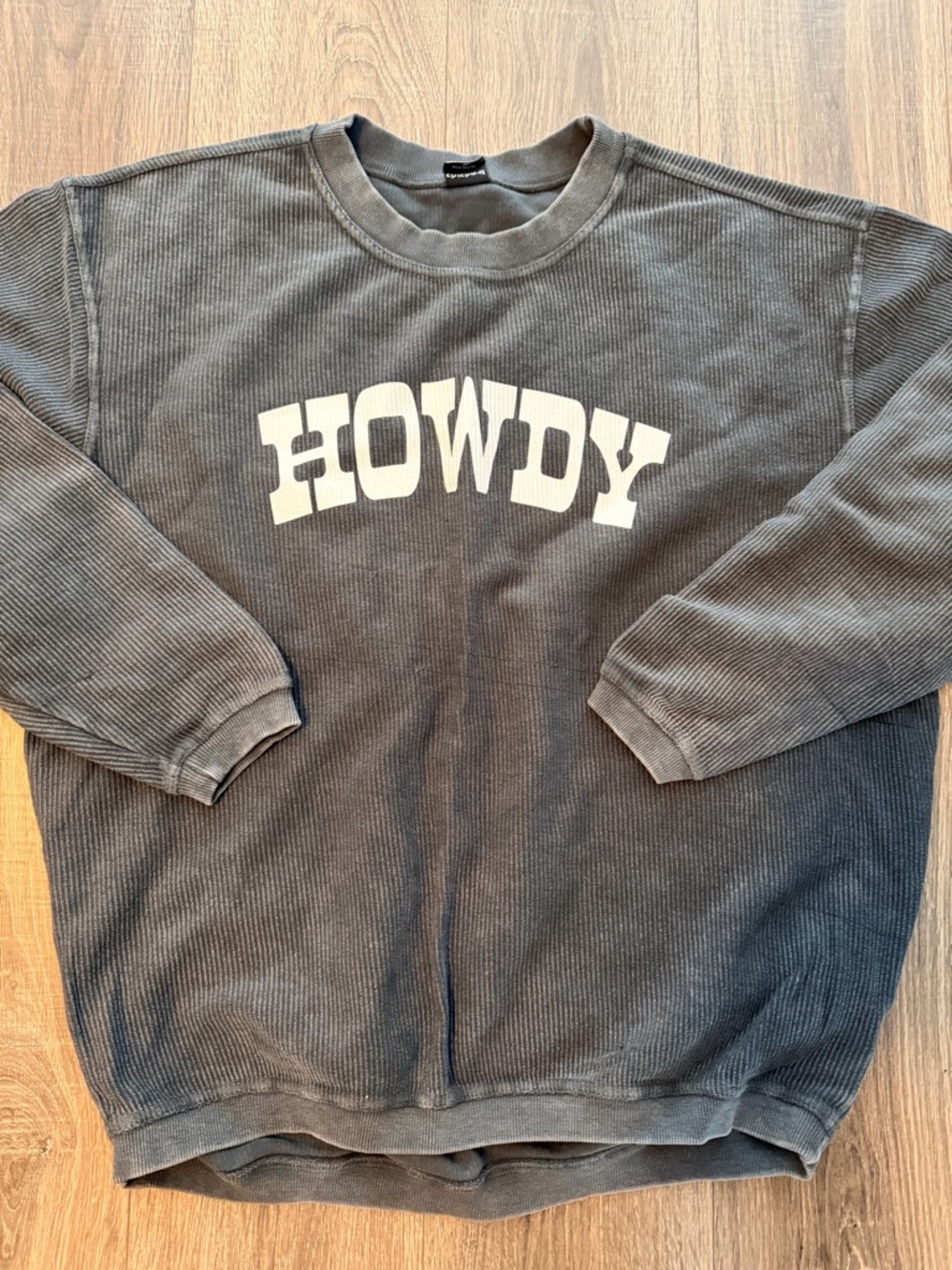 Howdy Graphic Corded Pullover Sweatshirt - Gray